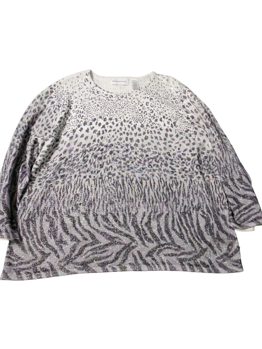 Alfred Dunner Womens Top Multi-Color Size XL Cotton Blend Animal Print Pullover